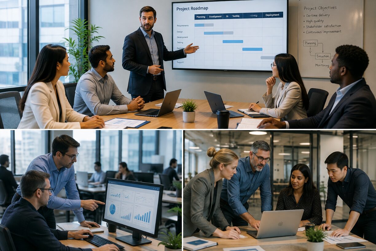Viva Tek consultants presenting a project roadmap during a client engagement